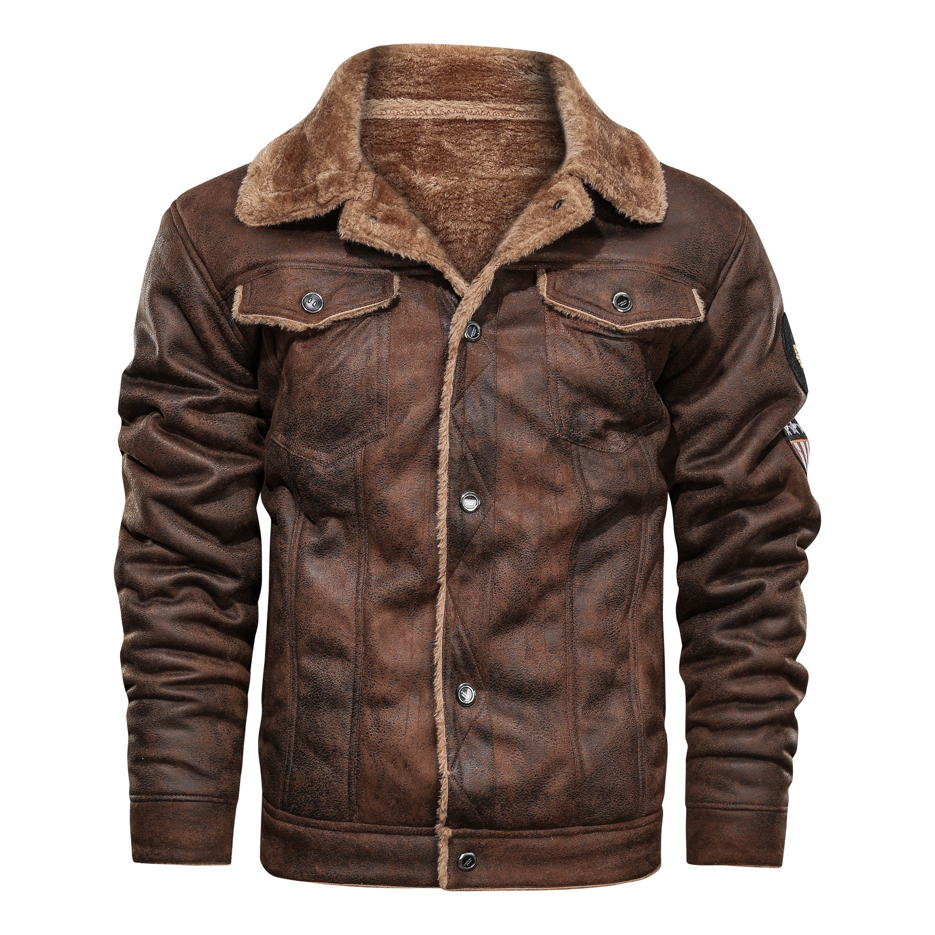 Casual Faux Leather Sherpa-Lined Jacket for Men | Grant