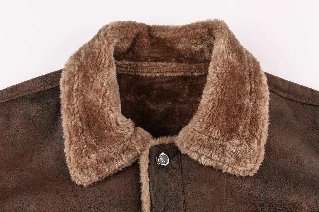Casual Faux Leather Sherpa-Lined Jacket for Men | Grant