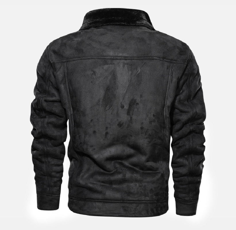 Casual Faux Leather Sherpa-Lined Jacket for Men | Grant