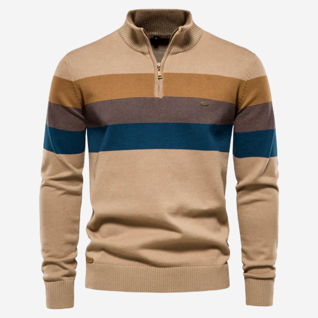 Casual Striped Knit Half-Zip Sweater for Men | Arden