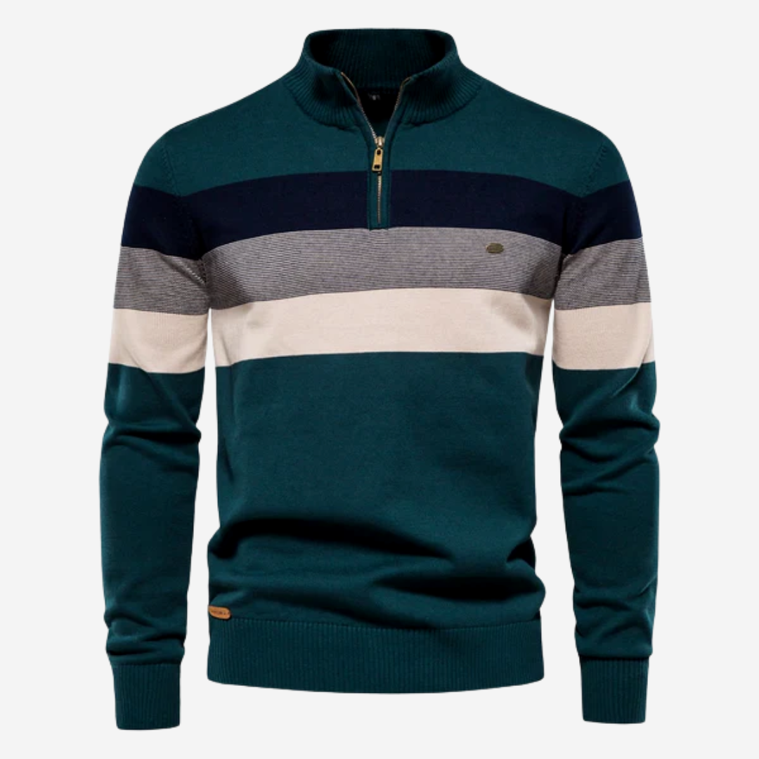 Casual Striped Knit Half-Zip Sweater for Men | Arden