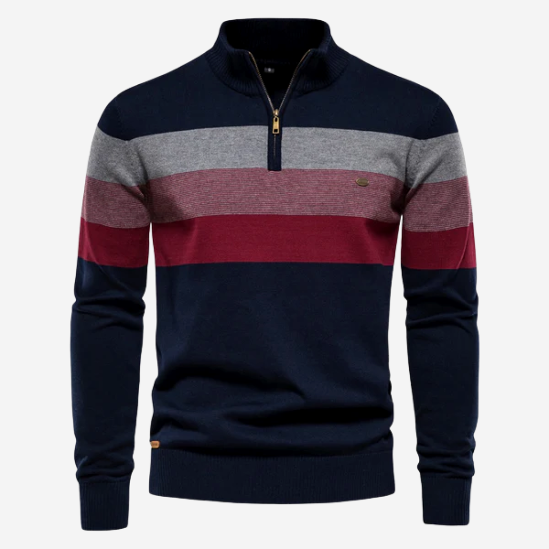 Casual Striped Knit Half-Zip Sweater for Men | Arden