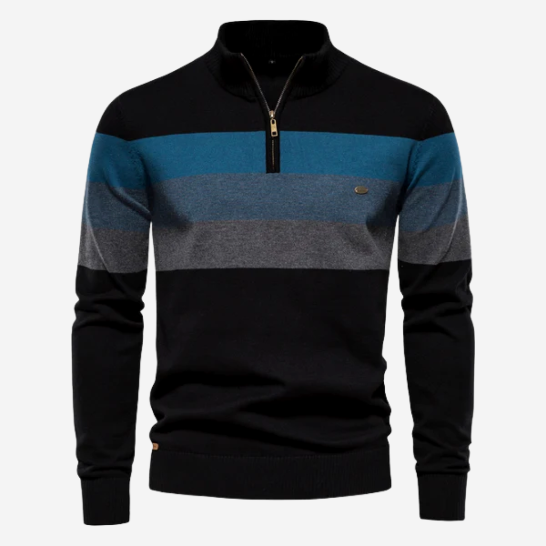 Casual Striped Knit Half-Zip Sweater for Men | Arden