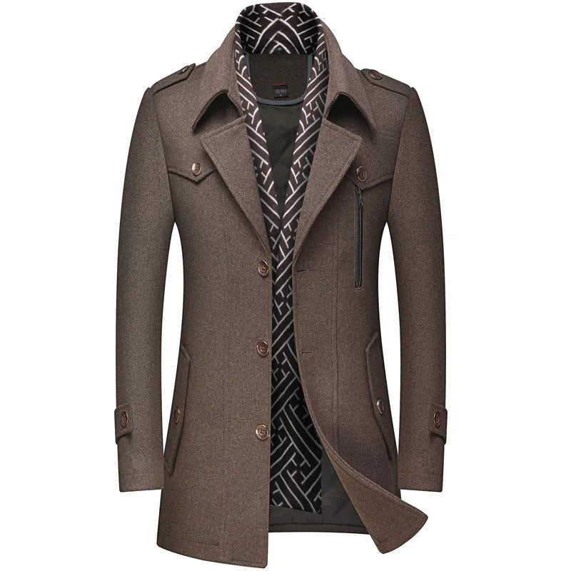 Elegant Button-Up Wool Blend Overcoat for Men | Thomas