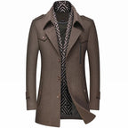 Elegant Button-Up Wool Blend Overcoat for Men | Thomas