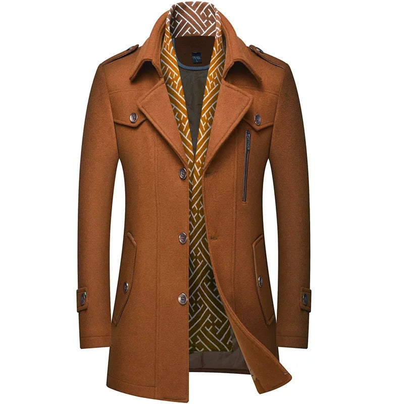 Elegant Button-Up Wool Blend Overcoat for Men | Thomas