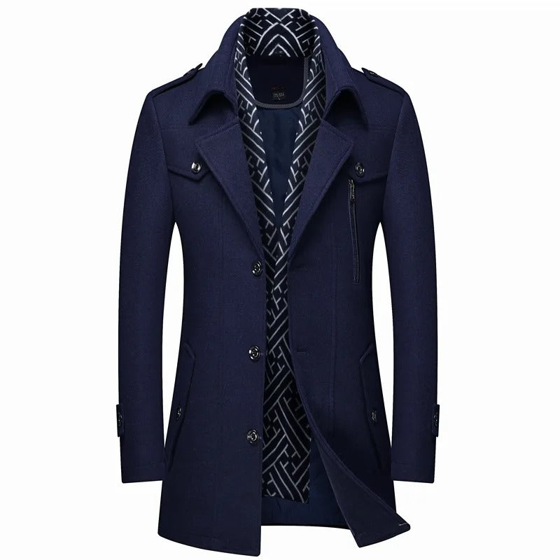Elegant Button-Up Wool Blend Overcoat for Men | Thomas