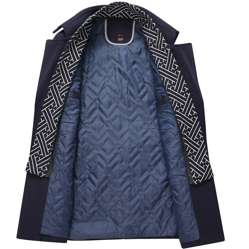 Elegant Button-Up Wool Blend Overcoat for Men | Thomas