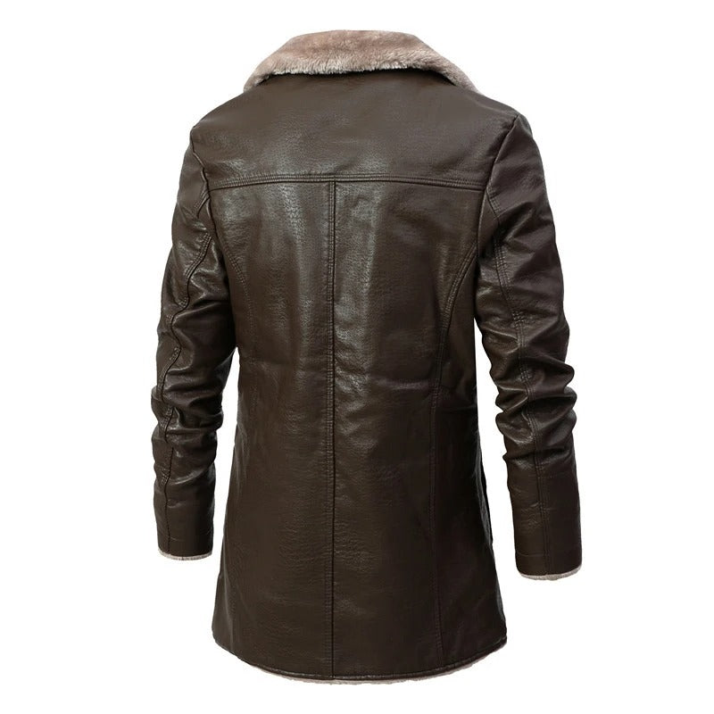 Faux Leather Fur-Lined Winter Coat for Men | Damon