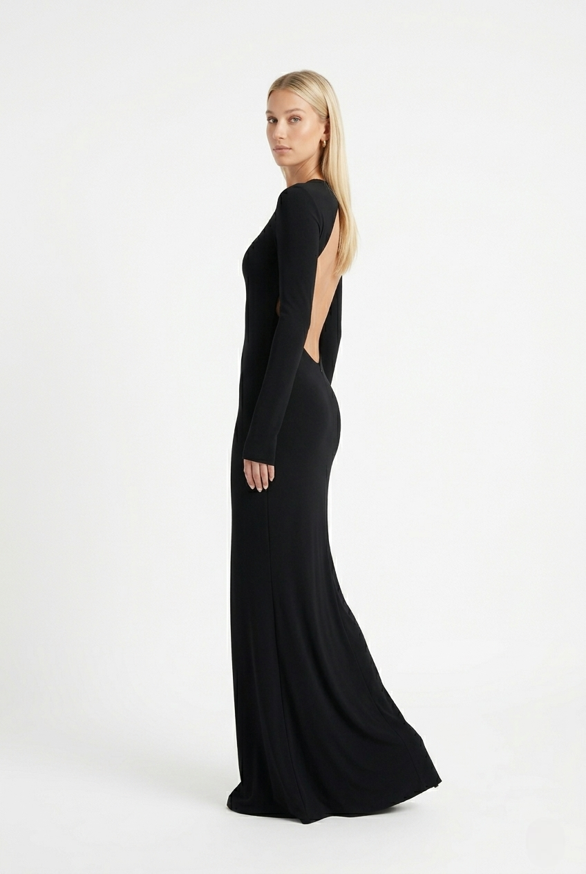 Kaia  | Sheer Backless Maxi Dress