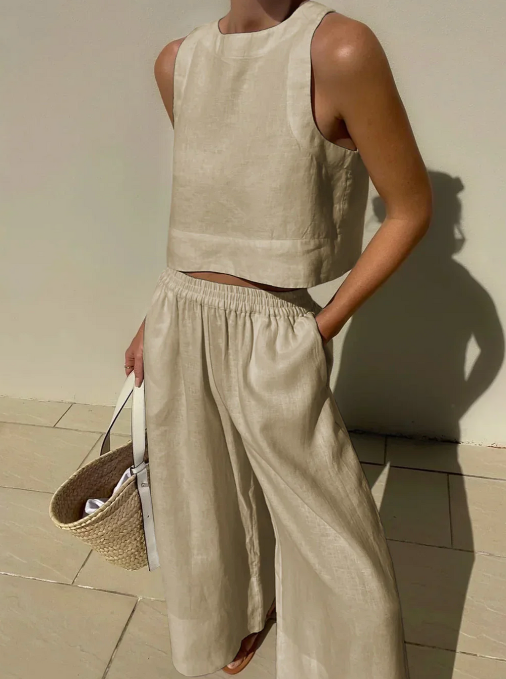 Linen Co-Ord Set – Sleeveless Top & Wide Leg Trouser | Ruth