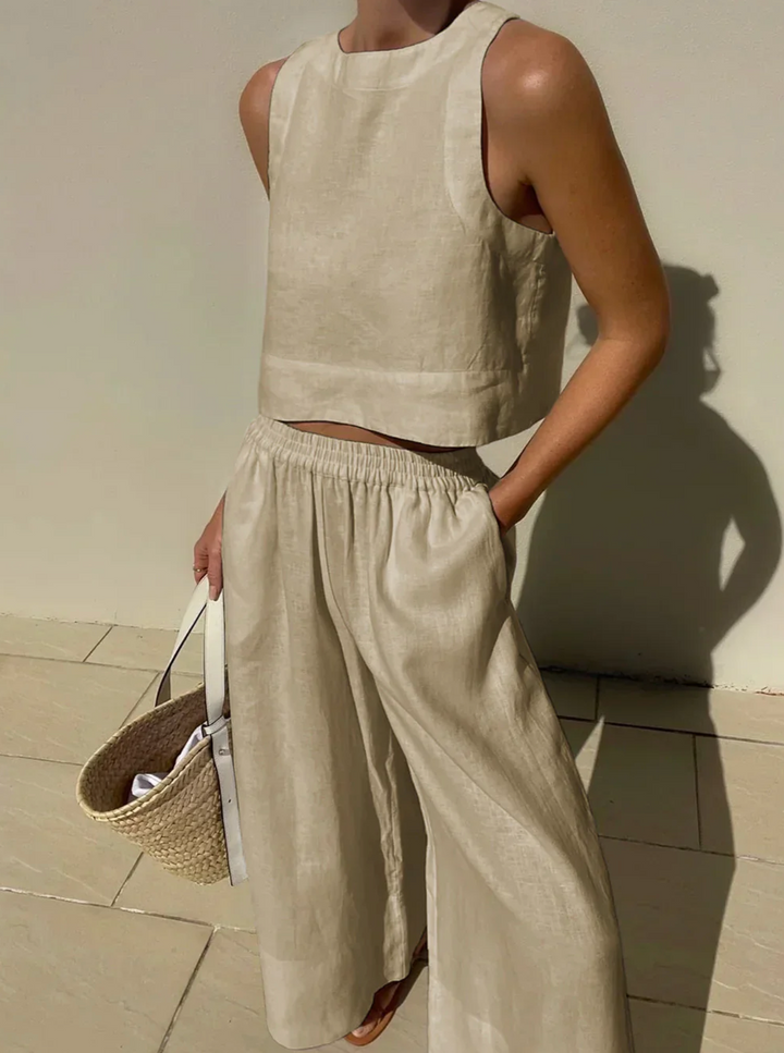 Linen Co-Ord Set – Sleeveless Top & Wide Leg Trouser | Ruth
