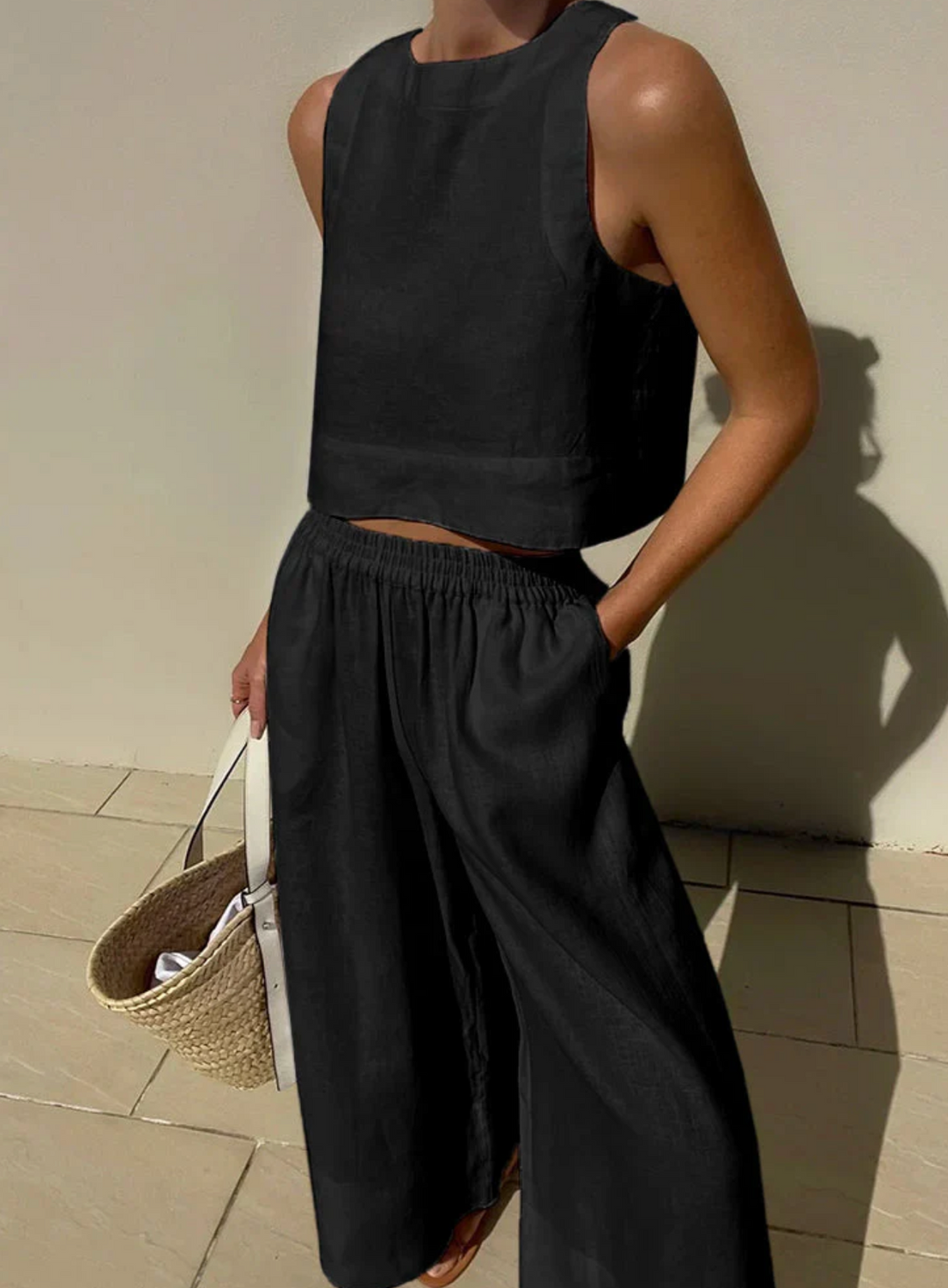 Linen Co-Ord Set – Sleeveless Top & Wide Leg Trouser | Ruth