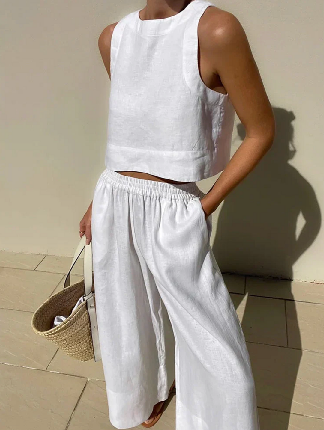 Linen Co-Ord Set – Sleeveless Top & Wide Leg Trouser | Ruth