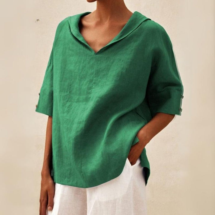 Casual Linnen Shirt met V-hals voor Dames | Marvella