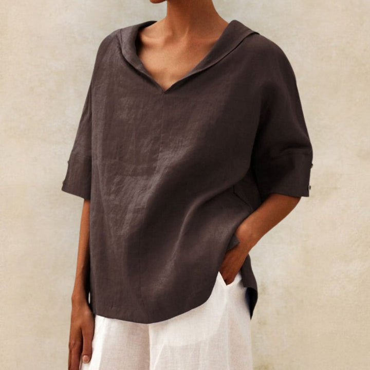 Casual Linnen Shirt met V-hals voor Dames | Marvella