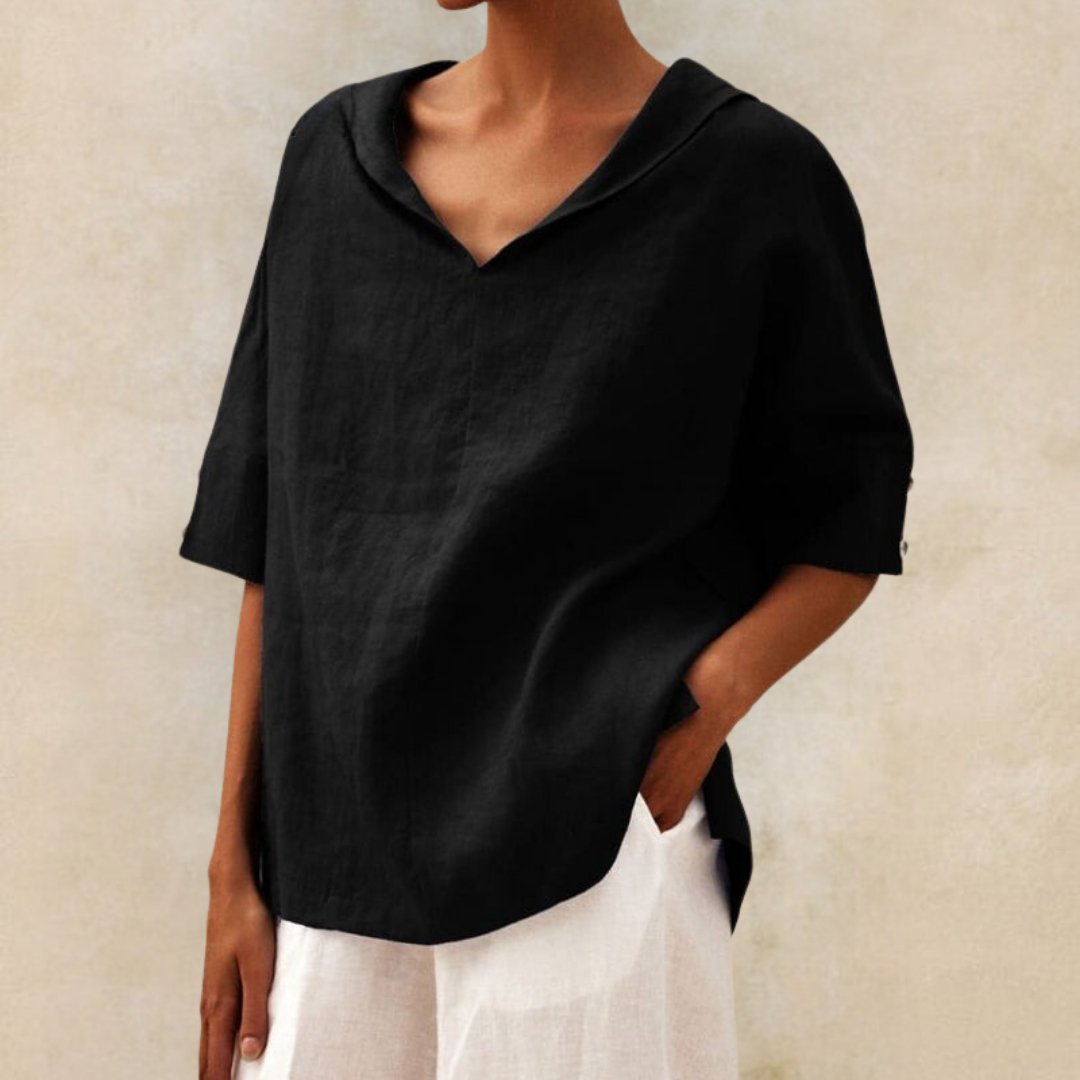 Casual Linnen Shirt met V-hals voor Dames | Marvella