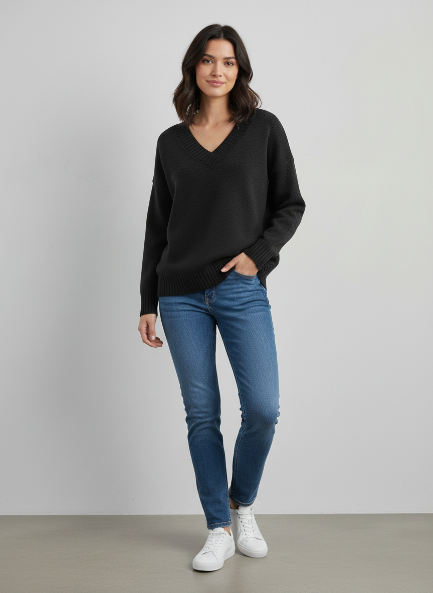 Soft Knit V-Neck Sweater For Women | Zorina