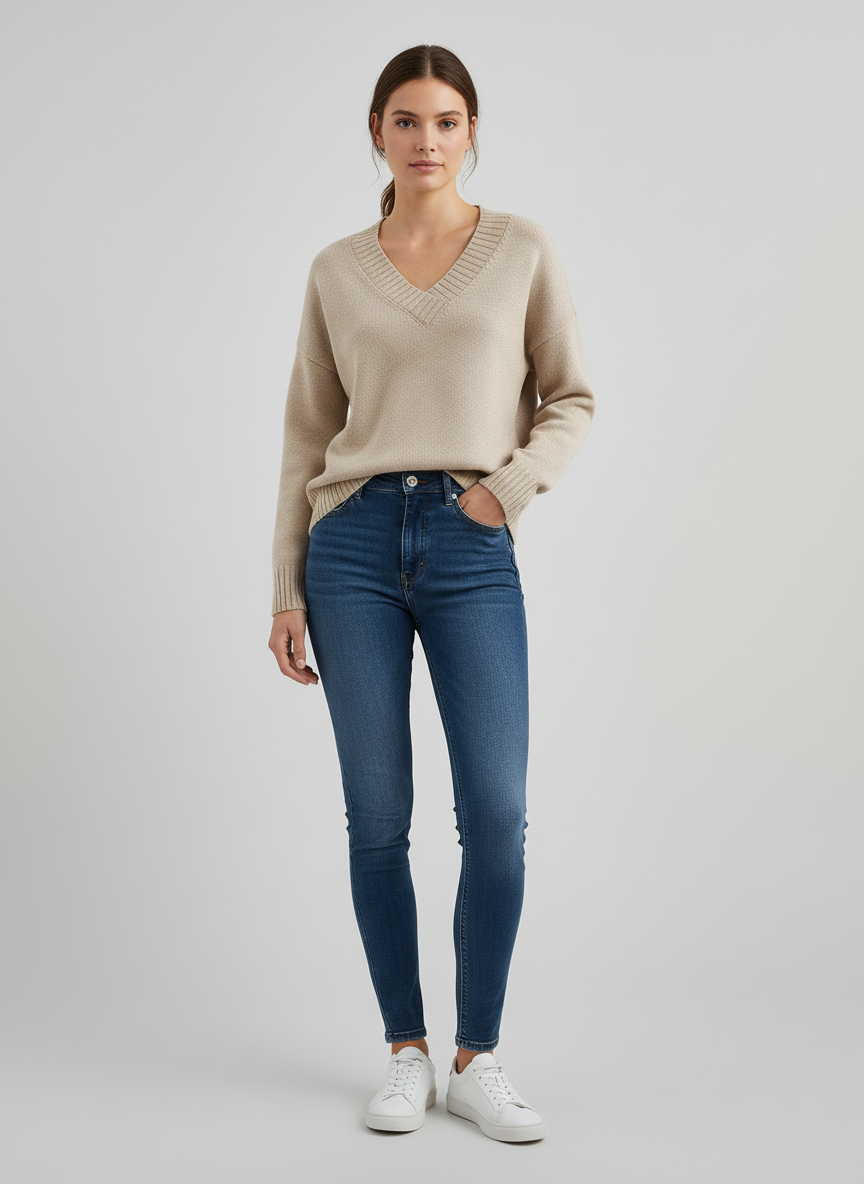 Soft Knit V-Neck Sweater For Women | Zorina