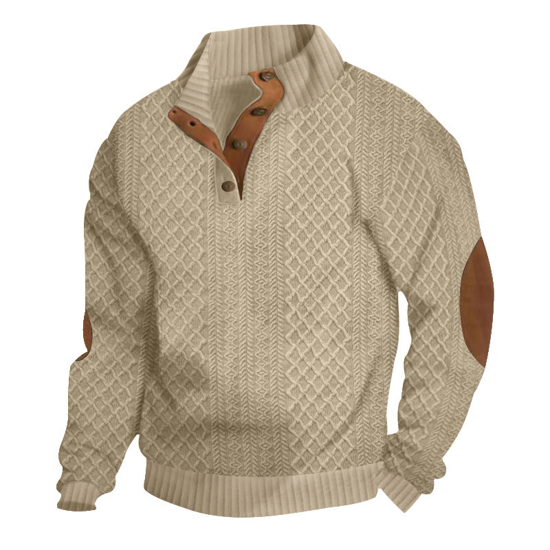 Stylish Cable Knit Button Collar Sweater for Men | Everett