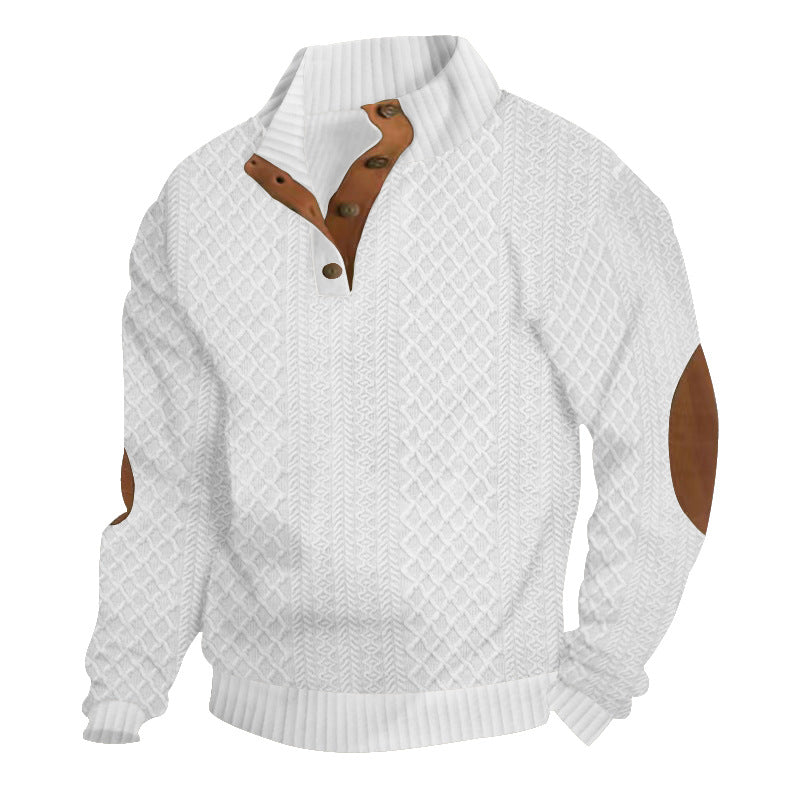 Stylish Cable Knit Button Collar Sweater for Men | Everett