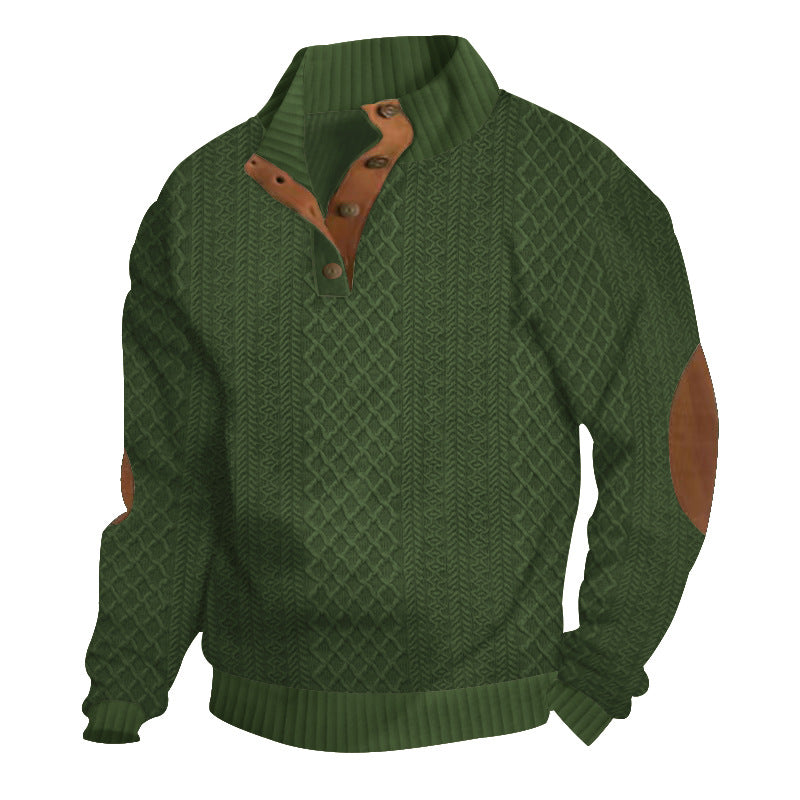 Stylish Cable Knit Button Collar Sweater for Men | Everett