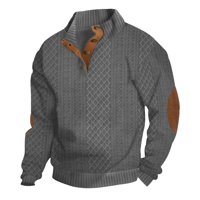 Stylish Cable Knit Button Collar Sweater for Men | Everett