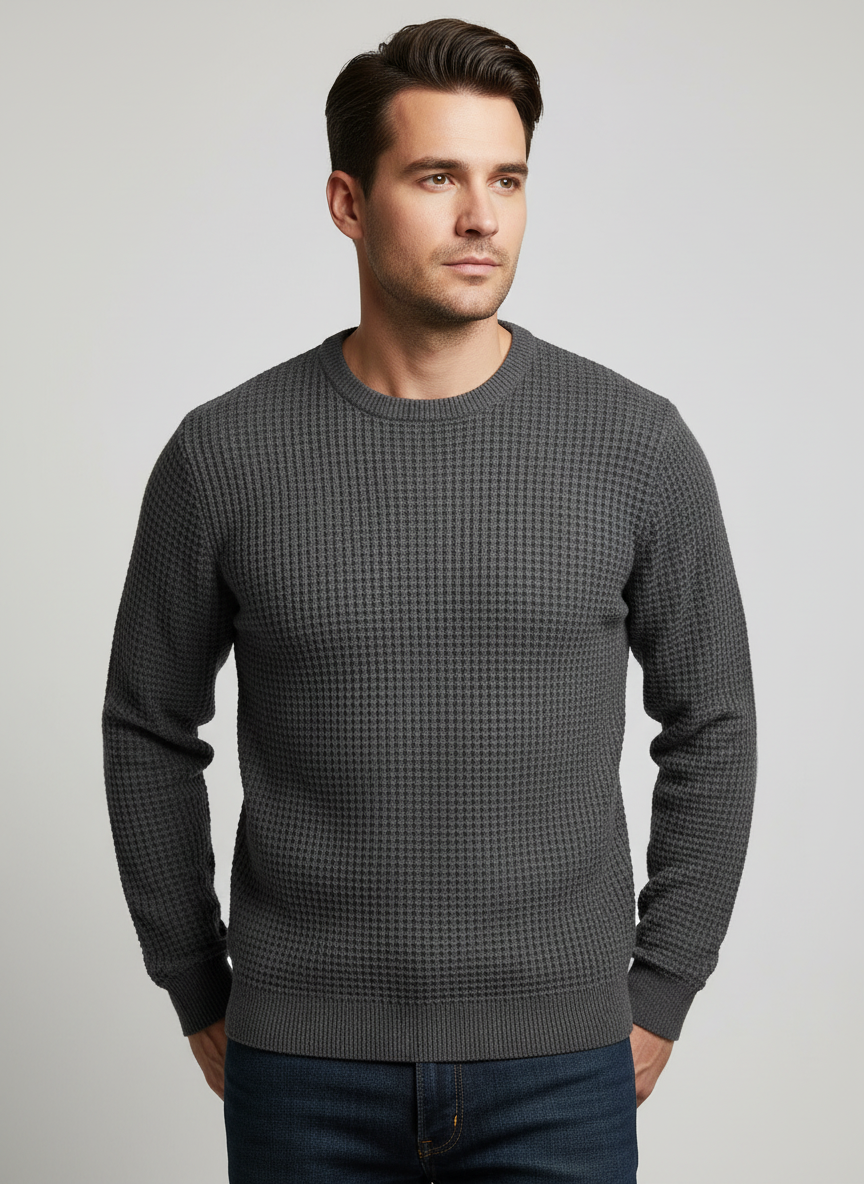 Textured Knit Crew Neck Sweater for Men | Rowan