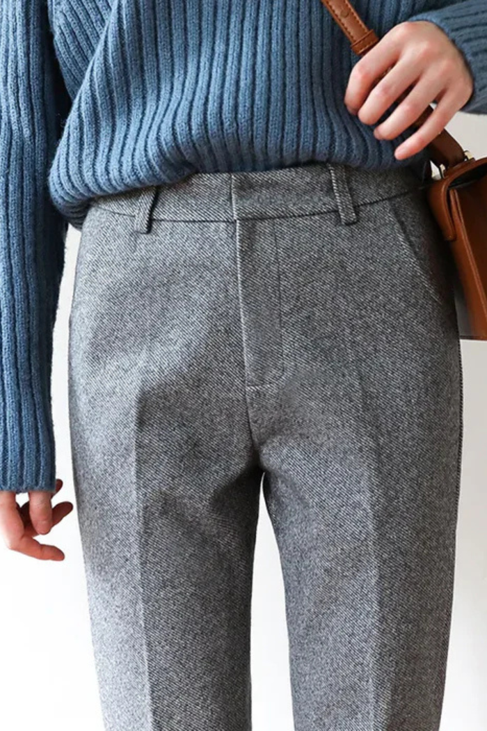 Wool Straight Leg Trousers High Waisted for Women | Novaro