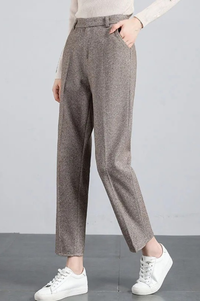 Wool Straight Leg Trousers High Waisted for Women | Novaro