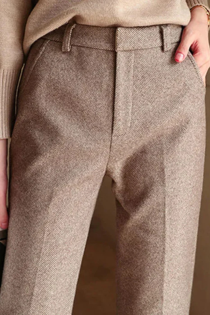 Wool Straight Leg Trousers High Waisted for Women | Novaro