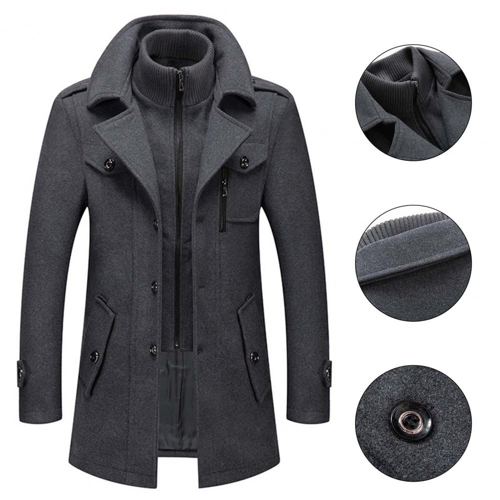 Wool Blend Double-Breasted Winter Coat for Men | Dorian