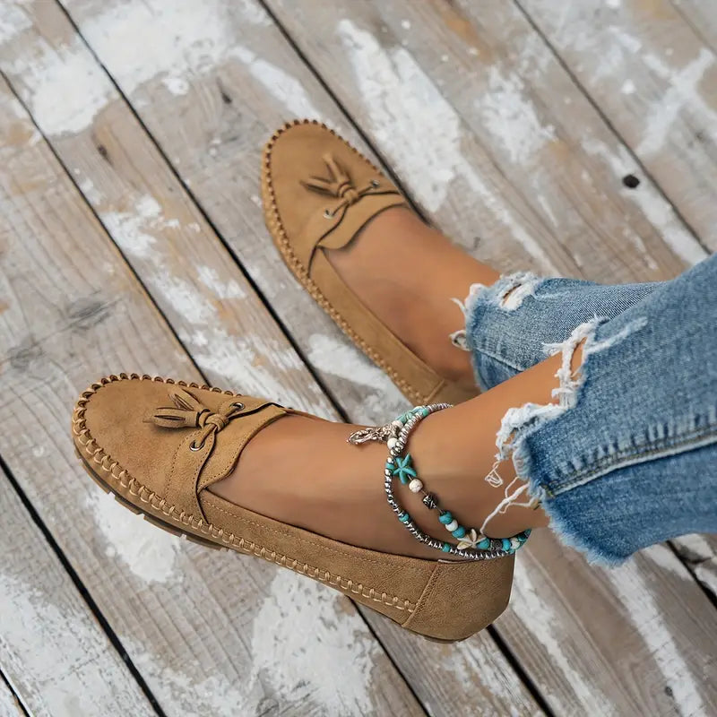 Women's vintage loafers paired with casual denim for everyday wear