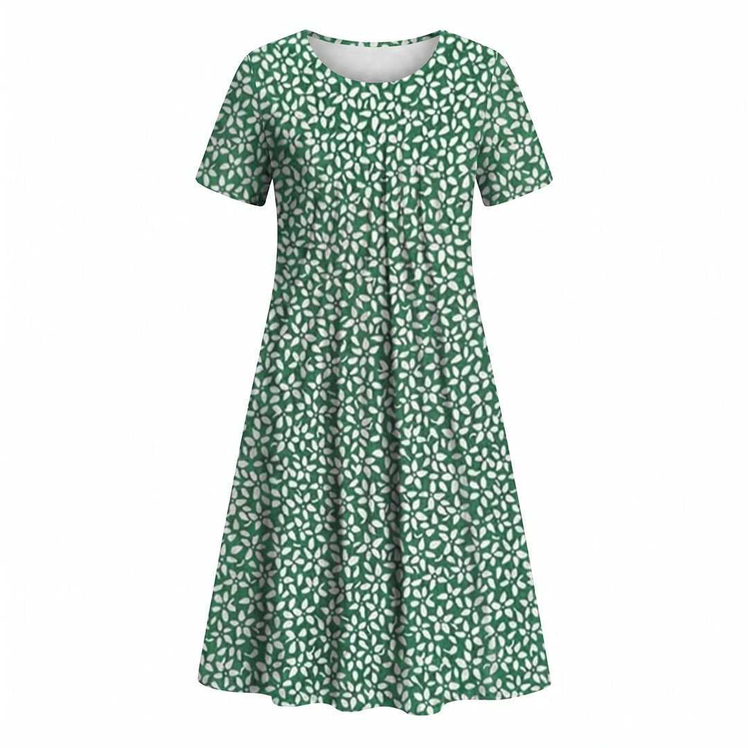 Woman in floral midi dress demonstrating versatile styling for casual wear