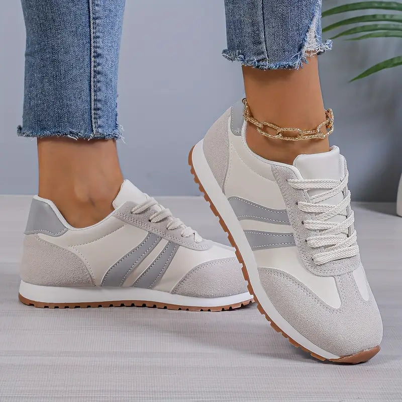 Women's Orthopedic Comfort Sneakers for Everyday Wear Regular priceSale price with gray suede panels and white overlays on gum rubber sole