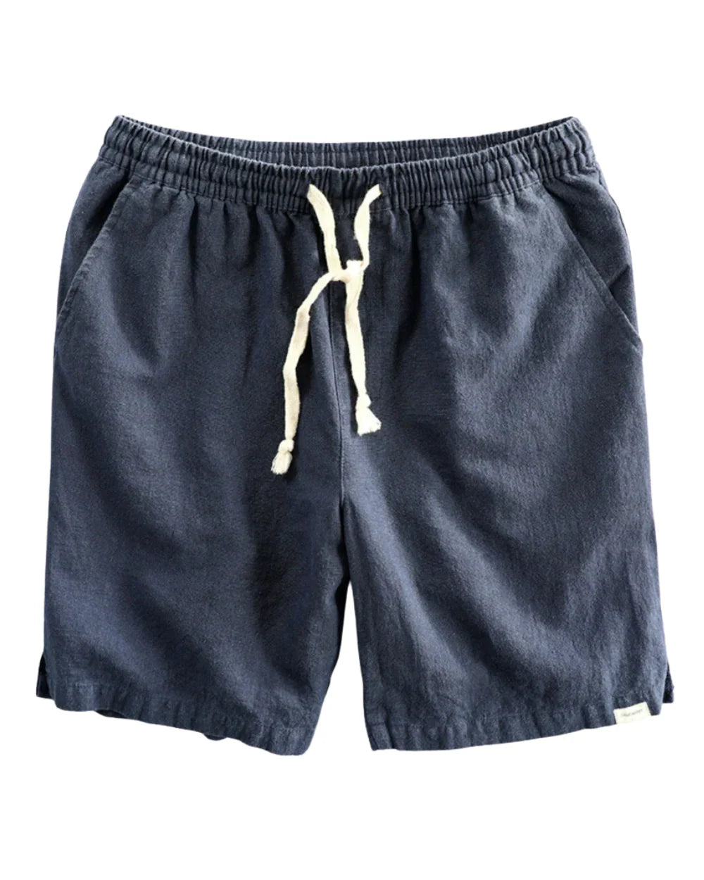 Men's drawstring chino shorts in navy blue with elastic waistband and relaxed fit for casual summer wear
