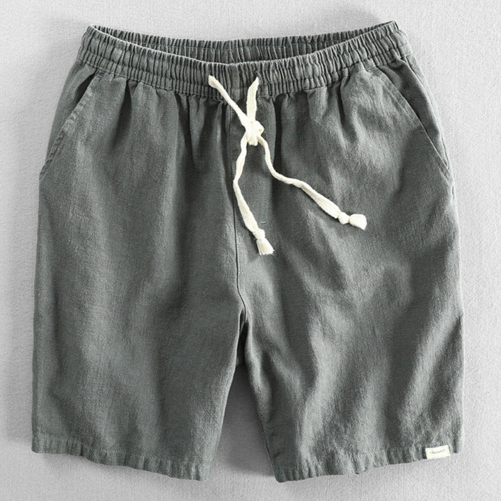 Back view of men's drawstring chino shorts displaying elastic waistband and comfortable fit