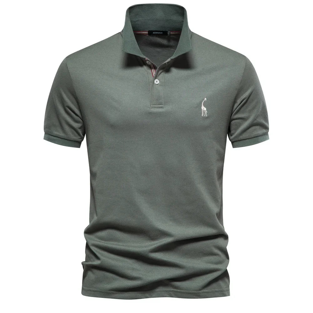 Men's short-sleeve polo shirt with embroidered logo detail on chest in classic regular fit