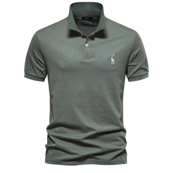 Men's short-sleeve polo shirt with embroidered logo detail on chest in classic regular fit