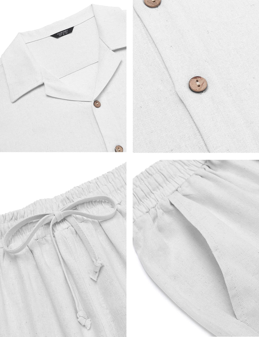 Full view of men's short sleeve matching set styled for summer vacation and resort wear