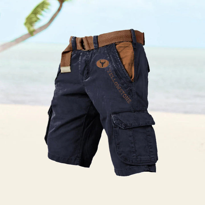 Back view of men's cargo shorts showing additional pockets and construction