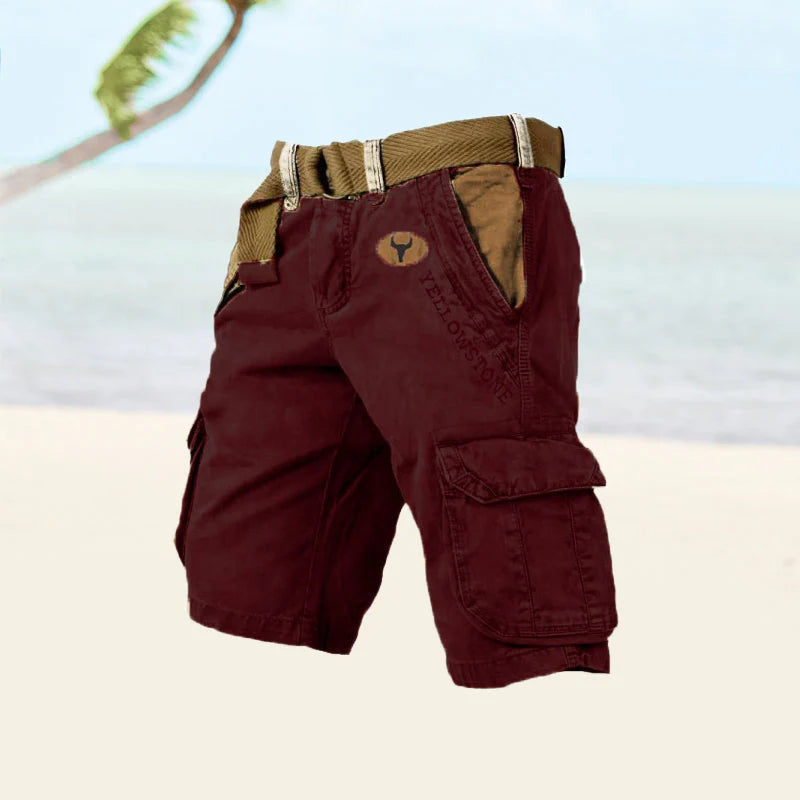 Men's cargo shorts styled for casual everyday wear with multiple pockets