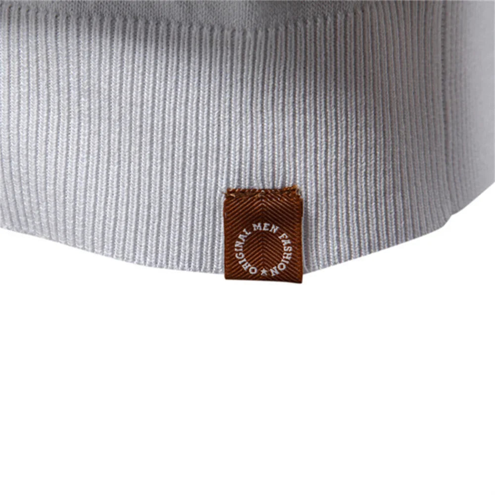 Full front view of men's slim fit polo shirt with horizontal stripes and ribbed collar trim
