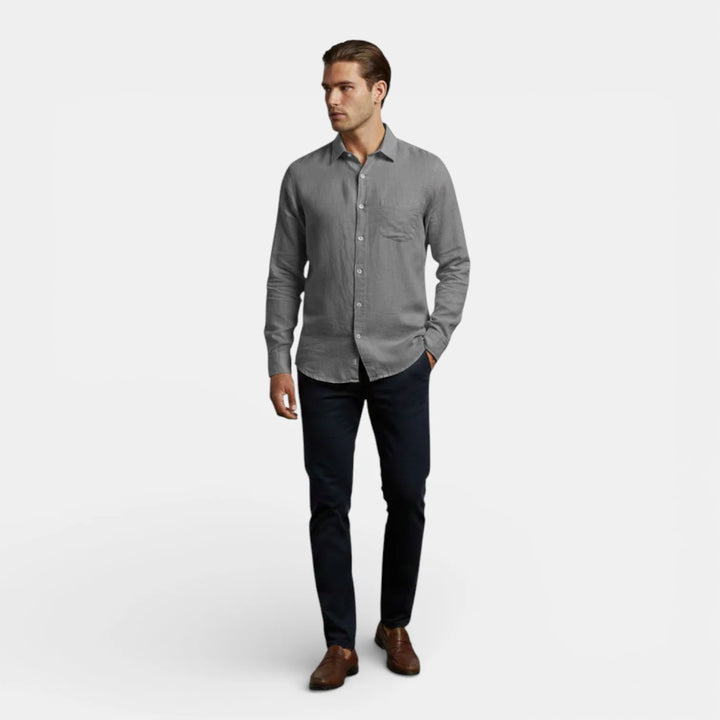 Men's long sleeve shirt sleeve cuff with button closure detail