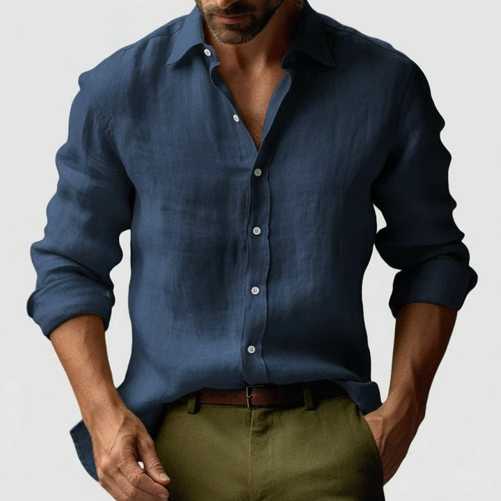 Men's casual shirt styled open over tee with chinos for relaxed everyday look