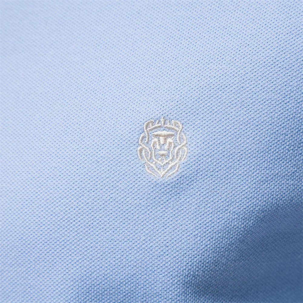 Men's Short-Sleeve Polo Shirt with Stripe Trim styled for casual everyday wear