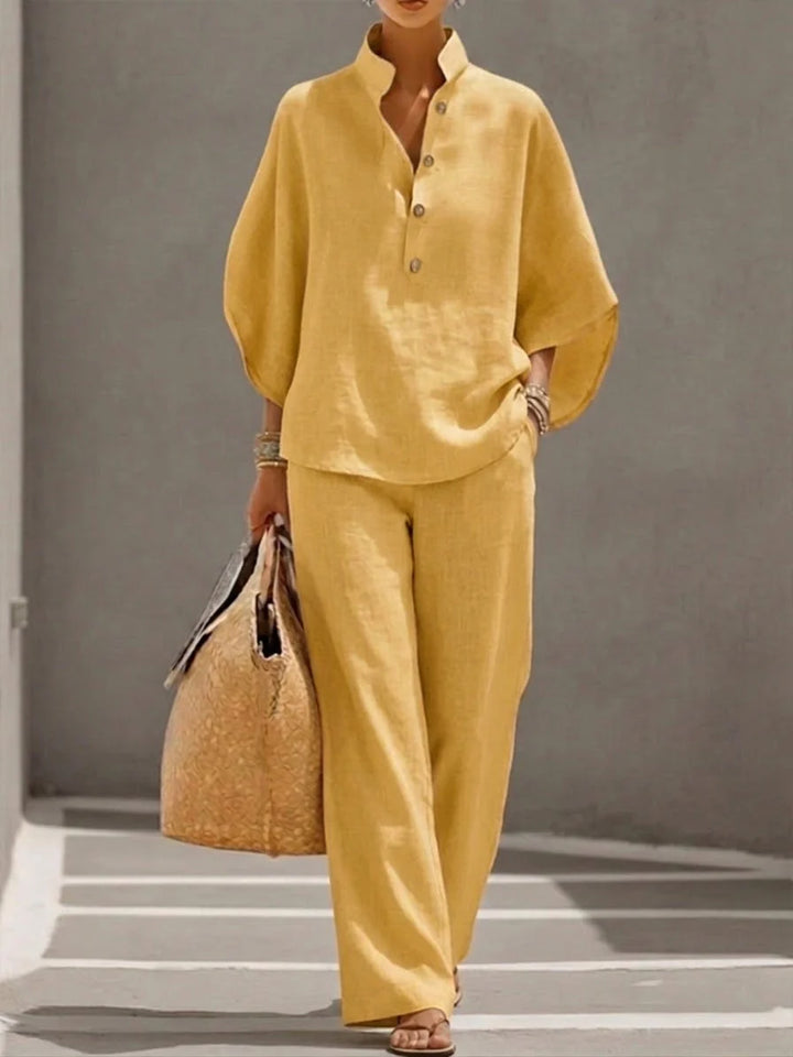 Women's casual outfit set showing natural drape and relaxed silhouette