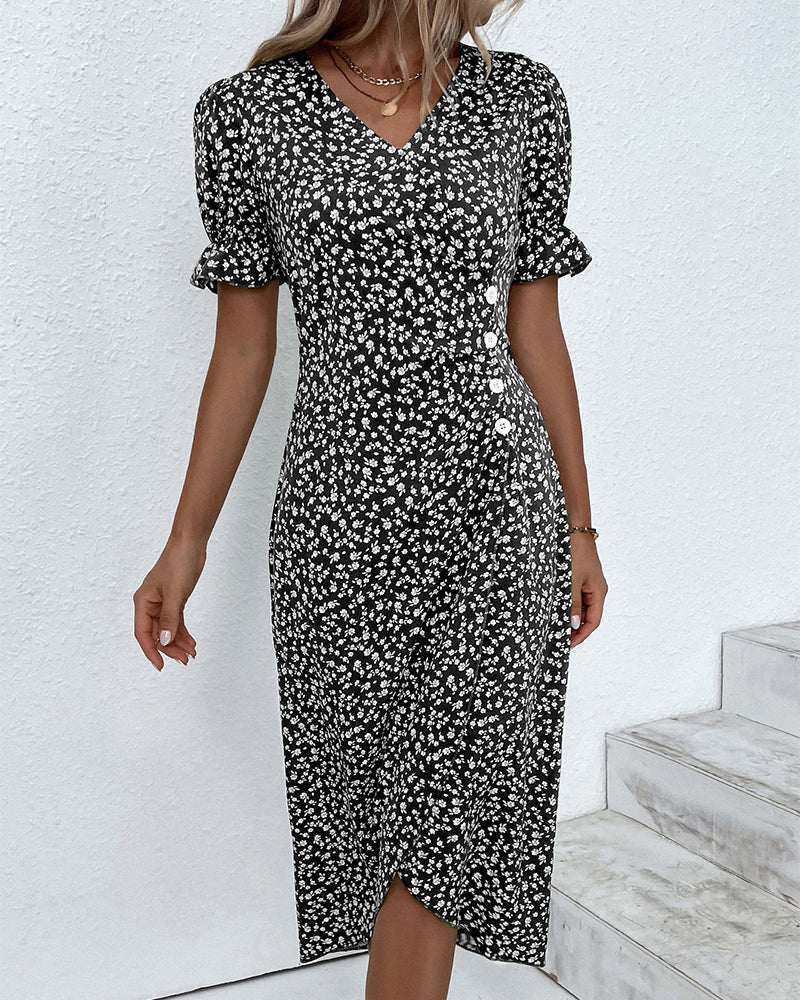 Woman in the cotton summer dress demonstrating the comfortable fit and drape